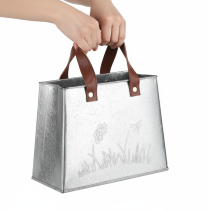 Artikel Deko-Tasche aus Metall 22cm Silber Braun mit Schmetterlingsmotiv für Innen und Außen