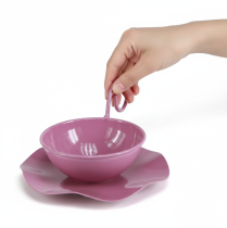 Artikel Metall Deko-Tasse mit Unterteller, Pink, H8 cm Ø11,5 cm, 2-teilig