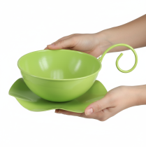 Artikel Metall Dekotasse mit Unterteller Apfelgrün 8 cm x 11,5 cm 2 Stück