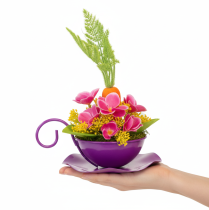 Artikel Metall Dekotasse Ø16cm H9cm mit Unterteller Lila Innen- und Außendekoration