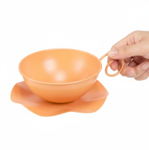 Artikel Deko-Tasse aus Metall mit Unterteller Ø16cm H9cm Orange
