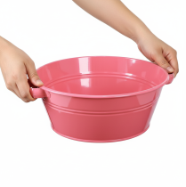 Artikel Blumenschale Rund Metall Rosa mit Griffen Ø33,5cm