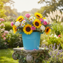 Artikel Deko Topf Blumenkübel Metall in Blau 31cmx26cmx21,5cm