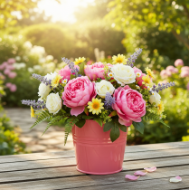 Artikel Eimer Metall Blumentopf Rosa Henkel 20x17,5x16cm 2St