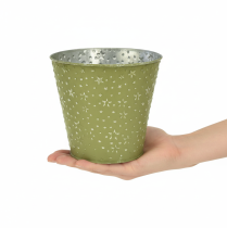 Artikel Blumentopf aus Metall mit Sternmotiv in Grün und Silber Ø16cm