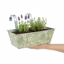 Artikel Blumenkasten Metall mit Halterung für Balkon 35x15x13cm Grün-Silber