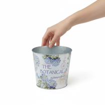 Artikel Metall-Übertopf Hortensien-Design Ø21cm H18cm Blau-Weiß für innen und außen