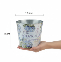 Artikel Blumentopf Metall Hortensienmotiv Ø17,5cm H16cm Weiß Innenbereich