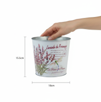 Artikel Übertopf Metall Lavendel-Motiv Ø18cm H15,5cm Weiß Silber Lila