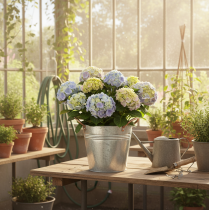 Artikel Blumentopf mit Griffen Metall Deko Eimer Ø16cm H15cm