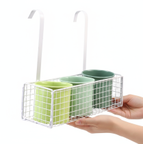 Artikel Hängender Metall-Blumentopf im Set mit Gitterkorb Weiß-Grün L26cm