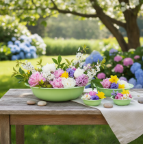 Artikel Dekoschale Metall Grün Metallschüssel Emaille Optik Ø29cm