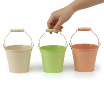 Artikel Eimer mit Henkel aus Metall 11,5×8,5cm Pastellfarben Set mit 8 Stück