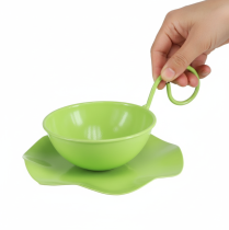 Artikel Metall-Deko-Tasse mit Unterteller Hellgrün 8 cm hoch Ø 11,5 cm 2er-Set