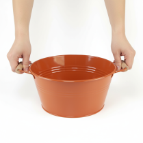 Artikel Deko-Schale Metall mit Griffen Ø29cm Orangebraun für Innen- und Außendekoration