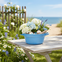 Artikel Dekoschale Übertopf Blau Metall Deko Shabby Ø17cm H8,5cm