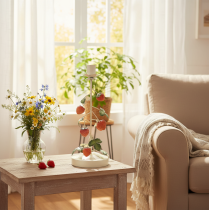 Artikel Stabkerzenhalter Metall Erdbeer Deko Creme Rund H26cm