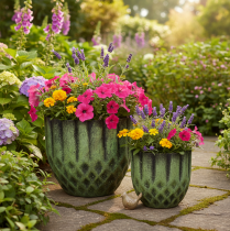 Artikel Übertopf Metall Vintage Blumentopf Grün Ø14/12cm 2er-Set