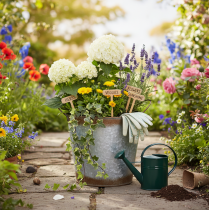 Artikel Pflanzgefäß Metall Blumenschale mit Henkeln Ø18cm H20cm silbern rostrot