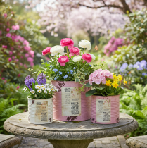 Artikel Blumentopf Set für Balkon und Garten Pflanzdose Dekoration Vintage Stil 15cm 3St