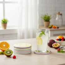 Artikel Obst-Untersetzer-Set aus Keramik mit Korkboden, 10 cm, 6er-Set, Fruchtdesign