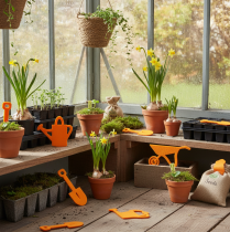 Artikel Filz-Gartenwerkzeug Orange 24-teilig, Dekofiguren aus Filz