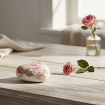 Artikel Keramik Dekoherz mit Rosenmotiv Ø10,5cm cremeweiß-rosa für Tischdekoration