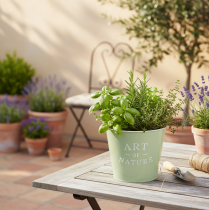 Artikel Blumentopf aus Zink Mintgrün Ø17,5cm H15cm Innenbereich