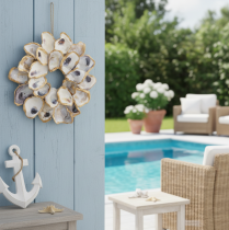 Artikel Austernkranz Muschel Dekoration Maritimes Wohnaccessoire Naturdeko zur Wandgestaltung 12cm