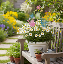 Artikel Gießkannenstecker für frühlingshafte Dekoration im Garten oder Blumentöpfen 12St