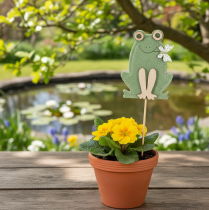 Artikel Blumenstecker Frosch aus Filz und Holz – 10 cm – Set mit 12 Stück
