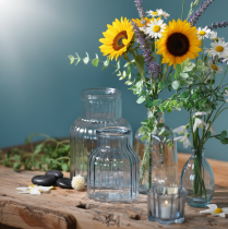 Artikel Glasvasen mit Rillenstruktur Blau Ø11cm H14,5cm 2-teilig