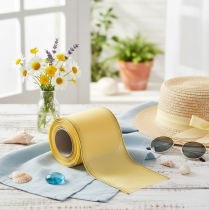 Artikel Kranzband Gelb mit Goldrand 100mm x 25m aus Acetat und Polyester für Floristik