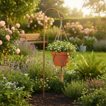 Artikel Metall Gartenstab Haken 98 cm Edelrost-Optik Laternen und Pflanzenhalter Außenbereich