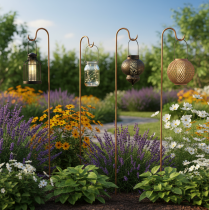 Artikel Gartenstab mit Haken aus Metall, Rost-Optik, H80cm, 3er-Set