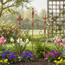 Artikel Metall Gartenstab Edelrost Dekoration 3er Set 58-60 cm Motiv Sortiert Outdoor
