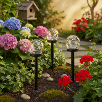 Artikel Gartenleuchte Kugelform mit Erdspieß 36 cm Schwarz 4er-Set