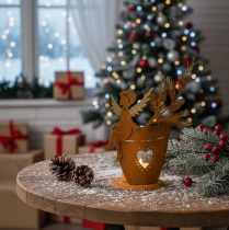Artikel Teelichthalter Engel aus Metall mit Edelrost Ø8cm H18cm für Weihnachten