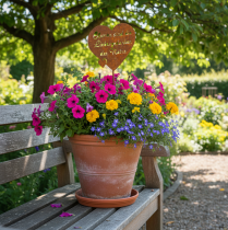 Artikel Blumenstecker Herz mit Spruch 10 cm Edelrost Metall Gartendekoration 6 Stück