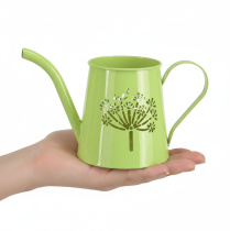 Artikel Deko-Gießkanne aus Metall mit Pusteblumen-Motiv in Grün, H12cm, 2 Stück