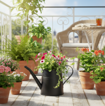Artikel Gießkanne Metall Schwarz 30x13x17cm 1,7l Pflanzgefäß für Innen und Balkon