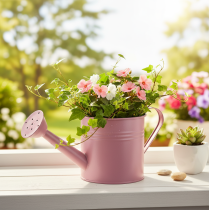 Artikel Deko-Gießkanne aus Metall Ø13,5cm Höhe 12,5cm Rosa Übertopf