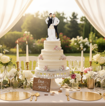 Artikel Tortenfigur Männerpaar mit Hochzeitstorte 16,5cm Polyresin Weiß