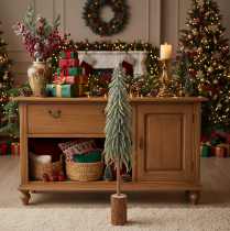Artikel Künstlicher Tannenbaum 90 cm Gefrostet mit Holzsockel für Innen