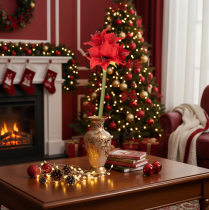 Artikel Künstliche Amaryllis in Rot mit Stiel 50cm für Weihnachtsdeko
