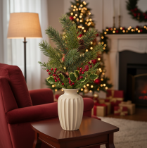Artikel Künstlicher Weihnachtszweig mit Tannenzapfen 38cm Grün
