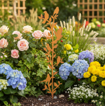 Artikel Metall-Gartenstecker Zweig mit Vogelmotiv Edelrost 100 cm