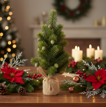 Artikel Künstlicher Mini-Weihnachtsbaum mit Jutesack, 38 cm, Grün