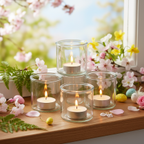 Artikel Rundes Windlicht aus klarem Glas, Teelichthalter, 8 cm, 3er-Set