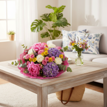 Artikel Blumenmanschette aus Kunststoff Pink 48 cm Rund